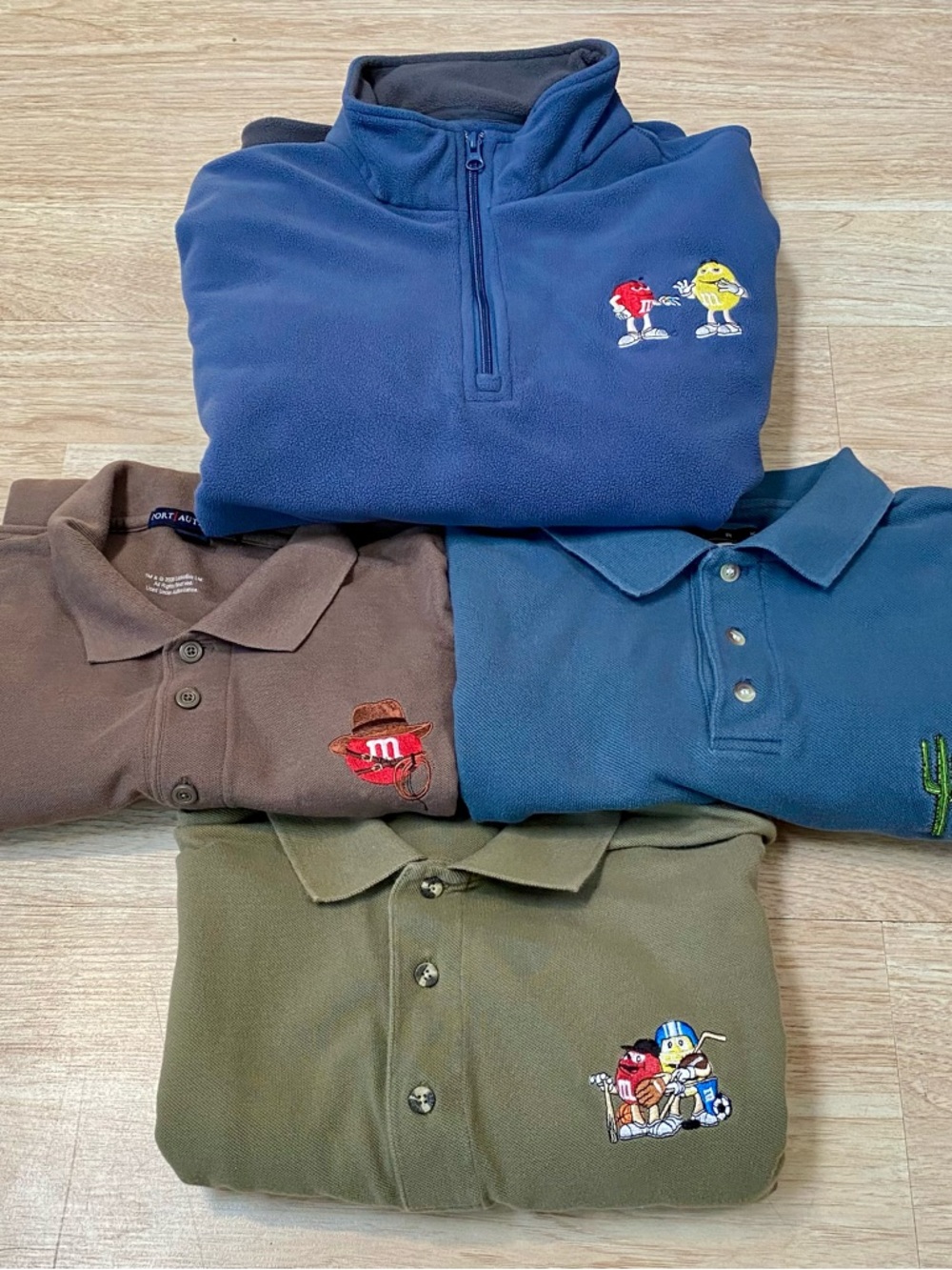 Vintage M&M Polo Shirt Lot Mens XL 4pc Embroidered Golf Shirts + 1/4 Zip Fleece